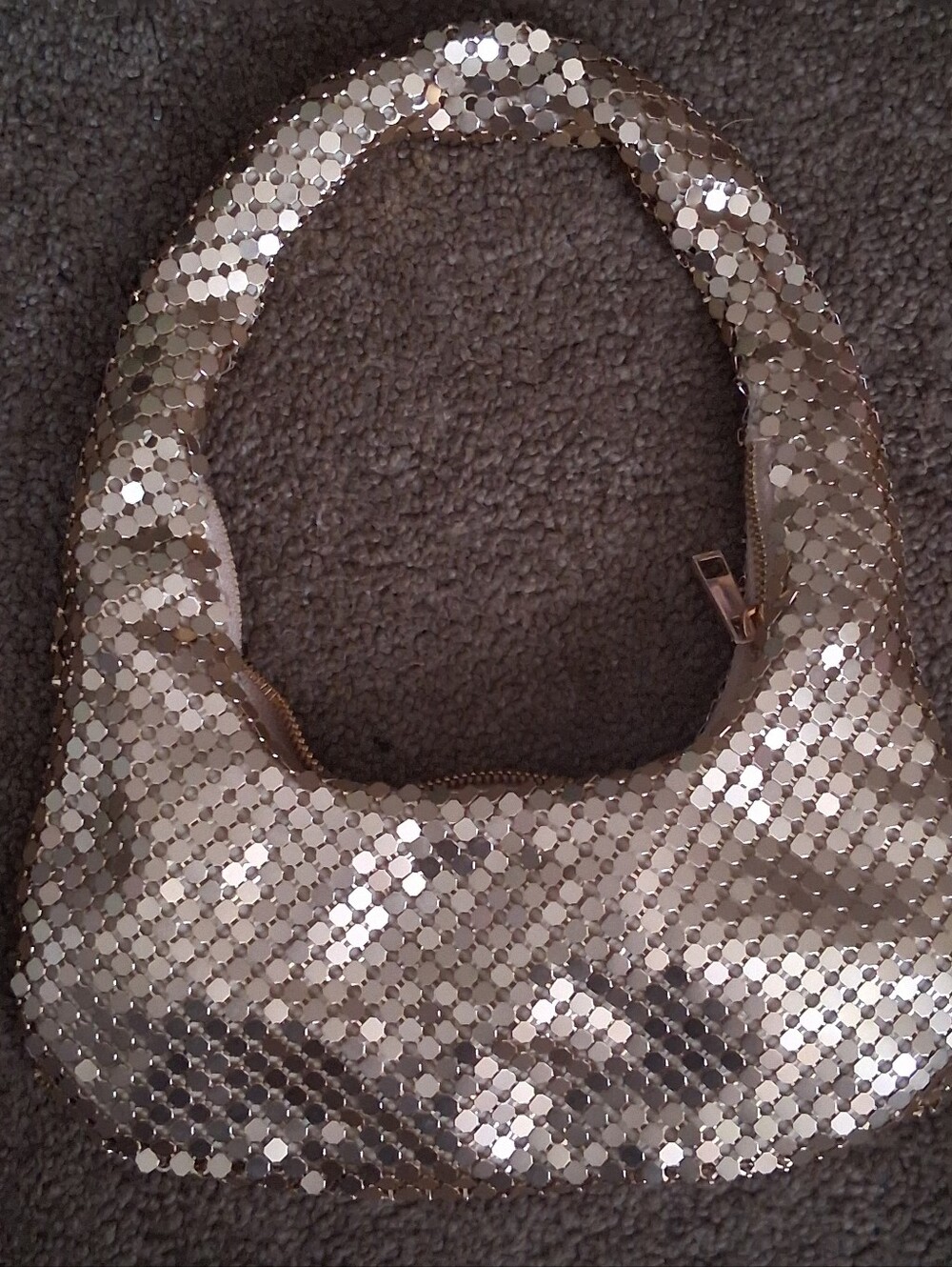 Metallic Champagne Sequin Shoulder Bag